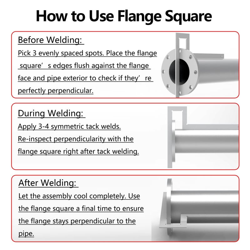 DANOREC Flange Angle Square,Galvanized Steel Pipefitter Measuring Tool,Precision Flange Squares, Ideal for Piping Construction, Great for Checking Flange & Pipe Assembly Right Angles 300 * 300mm - Image 4